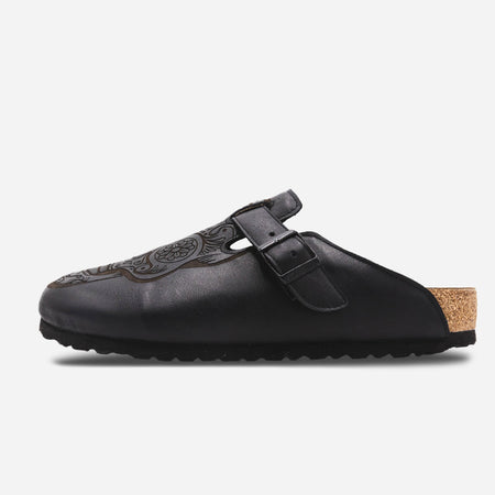 Laser Engraved Skull Birkenstock - Black