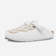 Laser Engraved Skull Birkenstock - White