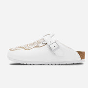 Laser Engraved Skull Birkenstock - White