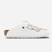 Laser Engraved Skull Birkenstock - White