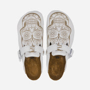 Laser Engraved Skull Birkenstock - White